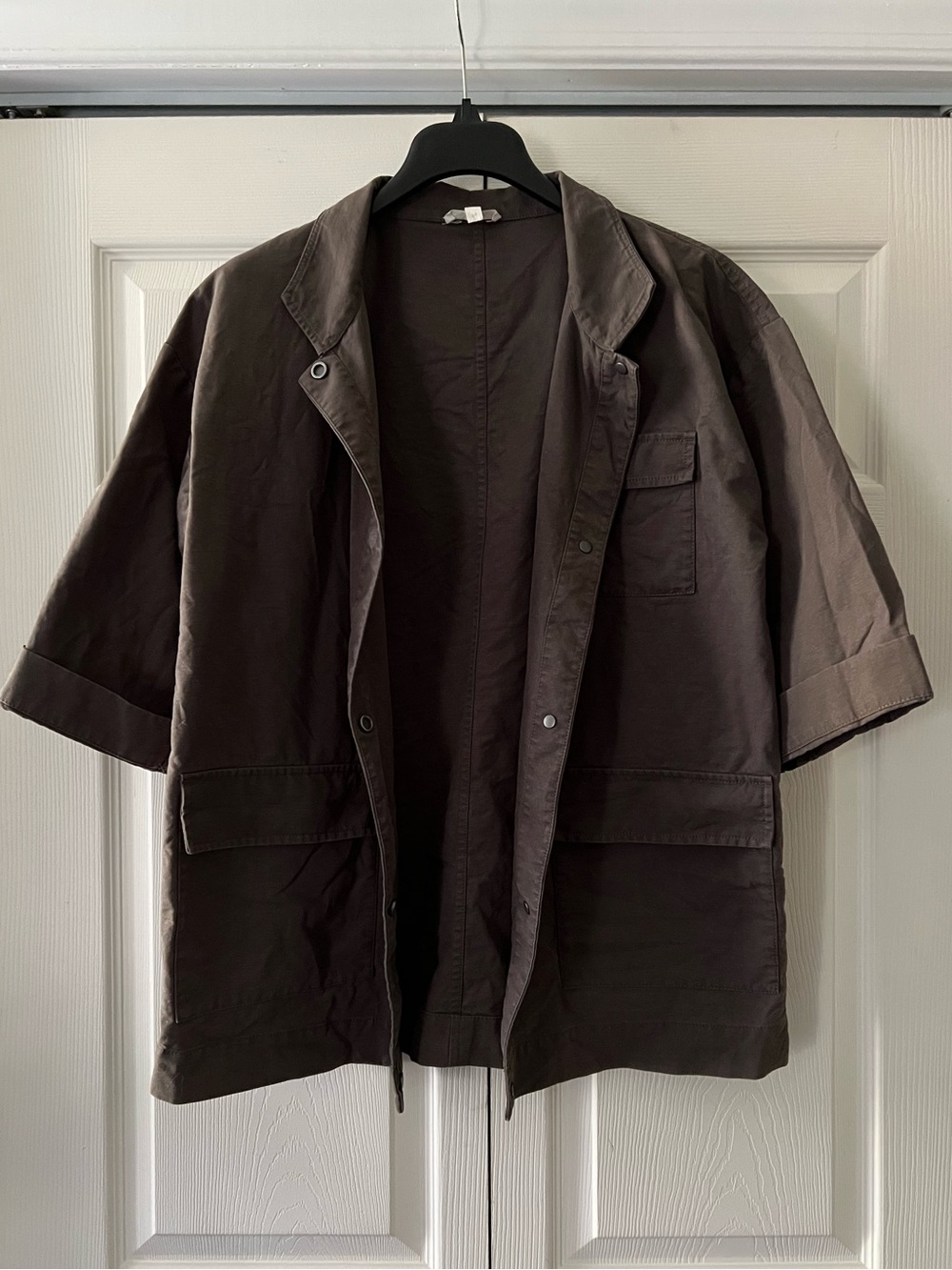 LIKE NEW! — Eileen Fisher Brown Utility Jacket - Relaxed 3/4” Sleeve Coat - Picture 2 of 7